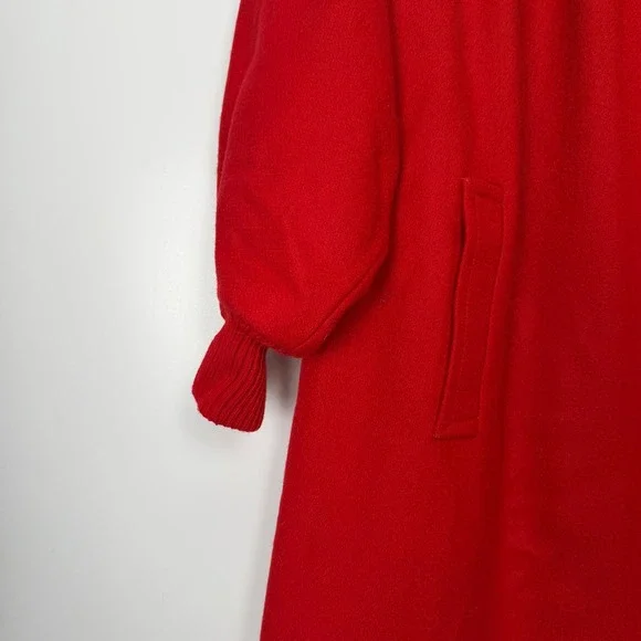 Vintage 90s Herman Kay Red Oversized Wool Blend Power Old Money Swing Coat XL - Picture 4 of 12